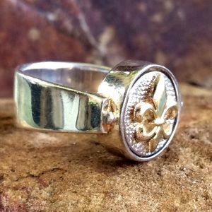 HEAVY Fleur De Lis Sterling Ring